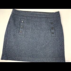 Ann Taylor Loft Blue/Black Plaid Wool Blend Skirt Size 14